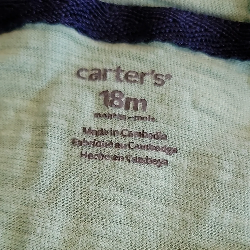 Carter’s size 18 months blue hooded romper/onesie snaps on bottom